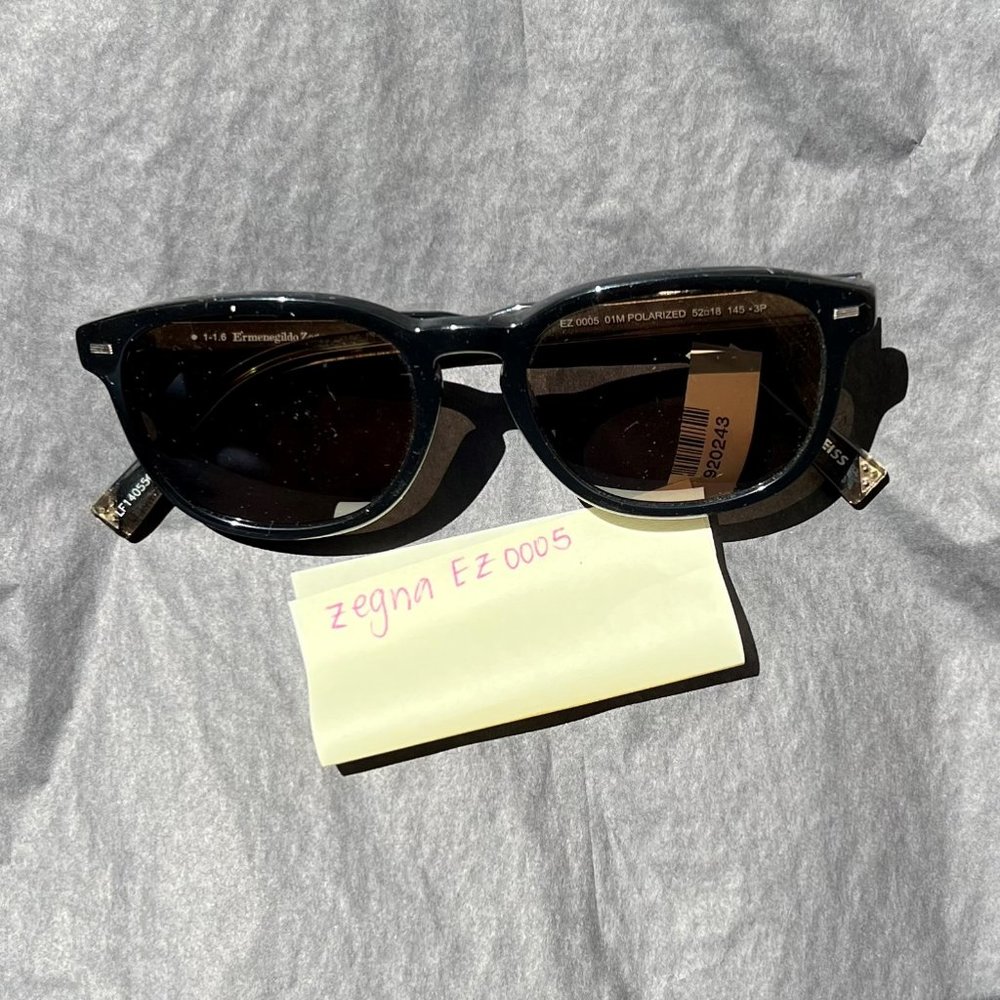 Ermenegildo Zegna Black Round *POLARIZED* Sunglasses with Grey Lens - EZ0005-01M